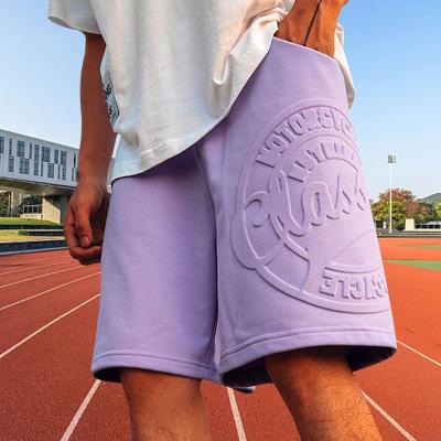 China Anti-Wrinkle Summer Streetwear Men Embossed Embossing Shorts Logo 3D Gym Workout Custom Shorts for sale