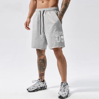 China Anti-Wrinkle Streetwear Custom Logo 100% Cotton White Knitted Sport Gym Track Plain Printing Shorts With Pocket for sale