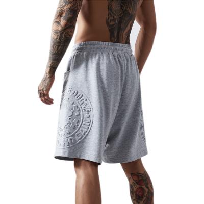 China custom Anti-wrinkle 3d logo embossed 100% French Terry Sweat Shorts Workout Cotton Shorts for sale