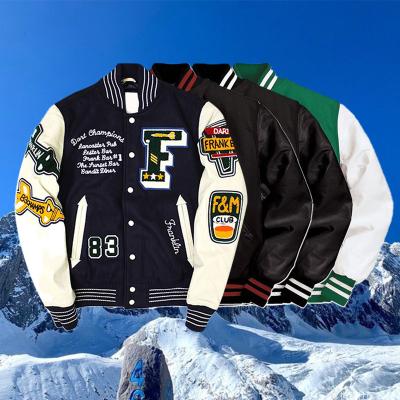 China Breathable Custom Embroidered High School Baseball Bomber Letterman Varsity Jacket for sale