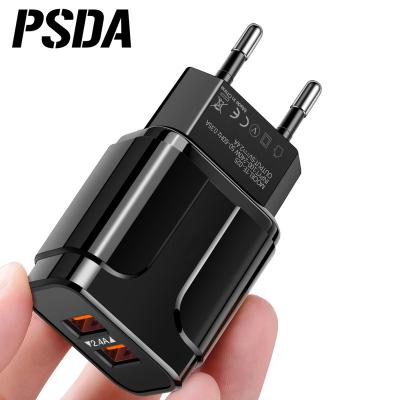 China EU USA LED Light PSDA 5V 2.4A LCD Light 2 USB Adapter Mobile Phone Dual USB Wall Charger Device Mobile Charger Fast Charger for sale