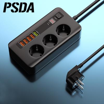 China Cell Phone Charger PSDA 2500W Timer Socket Power Smart Strip Socket Electrical Extension With Switch Home Surge Protector EU Plug 3 5 USB Outlet for sale