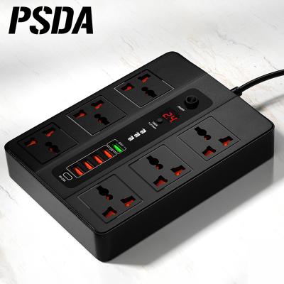 China Mobile Phone Charger PSDA 3000W 6 Outlet Power Strip Surge Protector Power Strip Smart Home 2 Meter Extension Electrical Outlet With PD3.0 QC3.0 6 USB for sale