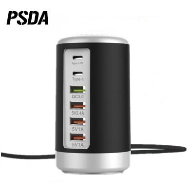 China Port Type C Carregador Portatil PD Charger Charging Station 3.0 6 Fast Fast Multi USB Charger HUB Cell Phone Charger PSDA 65W USB for sale