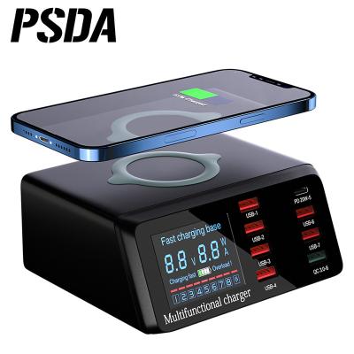 China Multi Charger PSDA 100W Mobile Phone USB Fast Charging For iPhone 12 11 Pro PD USB C Charger Station With LCD Display Wireless Chargers for sale