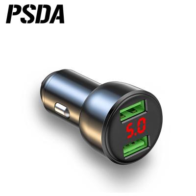 China New PSDA 3.4A LED Digital Display China-chic Car Charger Dual USB Phone Charger Fast Charging Adapter for iPhone 12 11 pro Max Xiaomi Redmi for sale