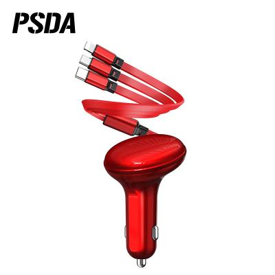 China China-chic New PSDA 3 IN 1 USB Micro C USB Car Charger Fast Charging 3.0 Fast Charging Charger With Cable For Huawei Xiaomi MI Type C Phone for sale