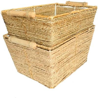 China Durable High Quality Environmental Rectangle Box Shape Woven Storage Basket For Home Decor for sale