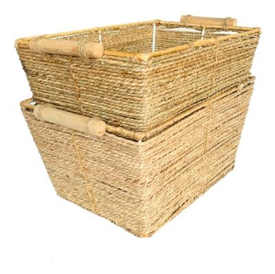 China Sustainable High Quality Fruit Basket Vegetable Storage Woven Basket With Handle for sale