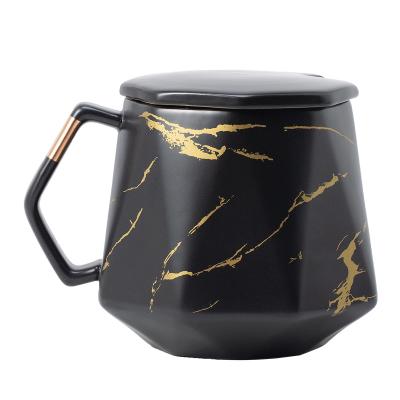 China OEM Factory Wideal Marble Ceramic Travel Coffee Mug Disposable Porcelain Tea Coffee Mug With Cover for sale