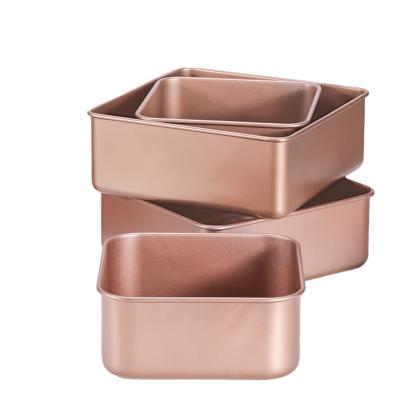 China Highest Viable Thicker Non-Stick Square Universal Cake Bread Cake Gold Carbon Steel Baking Tray for sale