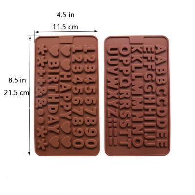 China Viable Silicone Letter Mold and Number Chocolate Molds with Happy Birthday Cake Decorations Symbols 2pcs for sale