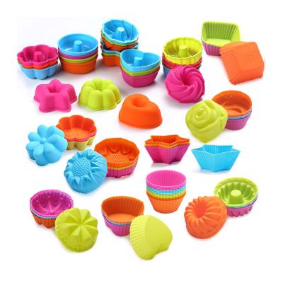 China 24/36pcs Sustainable Set Silicone Roll Cup Harden Roll Liner Donuts 9 Shapes Roll Cups for sale