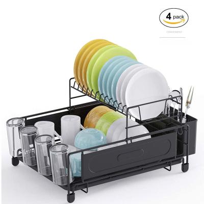 China 2021 New Arrival Durable Double Layer Metal Stainless Steel Kitchen Solid Dish Rack For Tableware Storage for sale