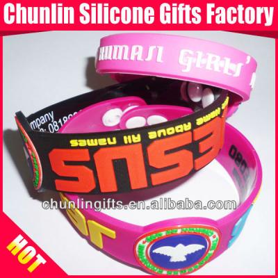 China Hot selling PVC RUBBER soft rubber wristbands embossed / soft embossed PVC wristbands / adjustment wristbands for sale