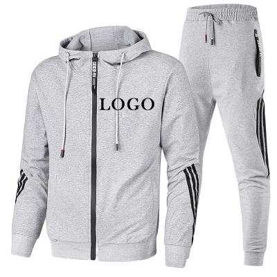 China Wholesale Sportswear Training Sets Custom Viable Logo Men's Tracksuits Outdoor Sweatsuit Zip and Wear Sweatpants and Hoodie Jogging Set for sale