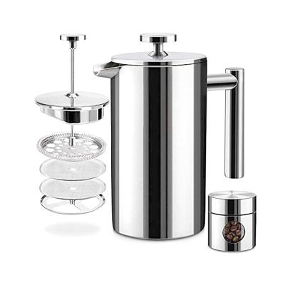 China Large Capacity 1000ml Sustainable Modern Double Wall Insulated French Press Coffee Maker for sale