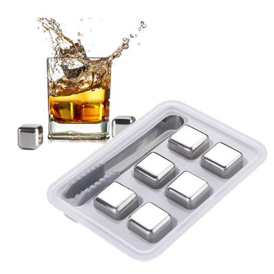 China Metal Viable Reusable Ice Cubes Adjust 304 Stainless Steel Whiskey Stones Set For Men for sale