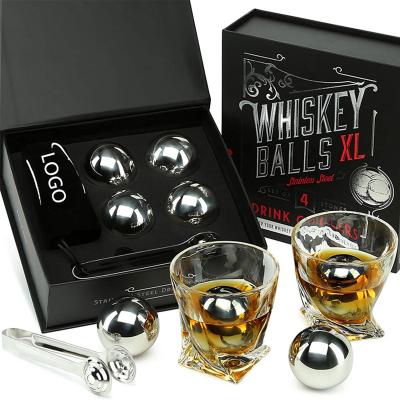 China Stainless Steel Obsidian Ball Viable Rolling Ball Around Whiskey Stones Cooling Gift for sale