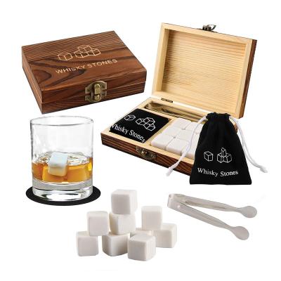 China Viable Steel Obsidian Marble Whiskey Cubes Cooling Black Granite Gift Ice Stones Set for sale