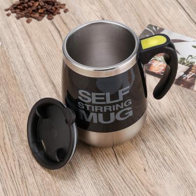 China Sustainable Automatic Electric Magnetic Lazy Cup 450ml Stainless Steel Lazy Automatic Stirring Coffee Mug With Handle for sale