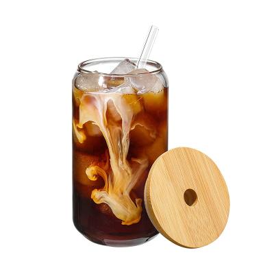 China Transparent Hot Liquids Sublimation Clear Beer Can Shaped Glasses Shatter Proof With 16oz Lid And Straw for sale