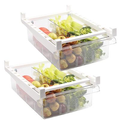 China Hanging Type Drawer Sustainable Stackable Fridge Organizer Transparent Plastic Egg Food Drinks Boxes Fridge Cool Storage Box for sale