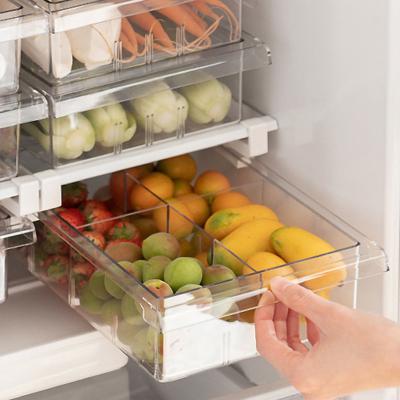 China Viable Fridge Drawer Organizer Pull Out Refrigerator Storage Box Bins Fridge Shelf Rack Container For Food Drinks for sale