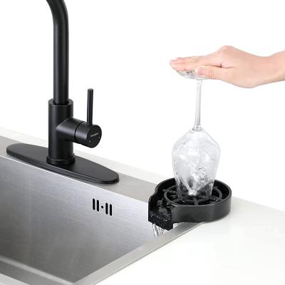 China Sustainable hot selling black automatic seal kitchen sink glass bottle rinser for kitchen sink with bar for sale