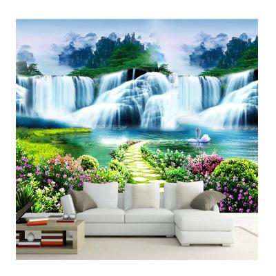 China KOMNNI Modern Custom 3d Wall Nature Landscape Waterfalls Photo Wallpaper Living Room Backdrop Classic Home Decor for sale