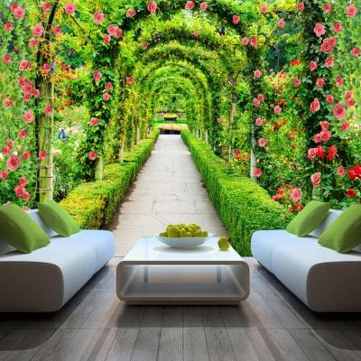 China Modern custom size 3d wallpaper flower green hallway mural, living room bedroom dining room background wall wallpaper for sale