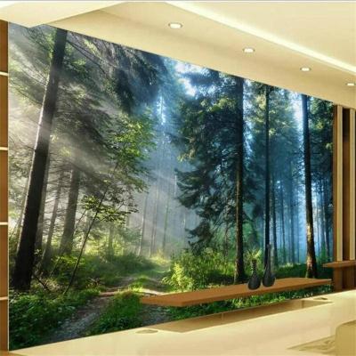 China Beautiful 3D Sunshine Forest Mural Living Room Bedroom Landscape Backdrop Wall Decor Wallpaper Modern Custom Size Wallpaper for sale