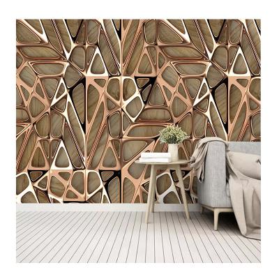 China KOMNNI Wallpaper Abstract 3D Art Metallic Style Geometric Pattern Modern Living Room Bedroom Mural Home Decor Abstract Wall Painting for sale