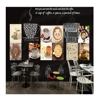 China Modern Custom Hand Painted Industrial Decor Coffee Shop Cafe Bar 3D Picture Theme Blackboard Size KOMNNI Mural Wallpaper for sale