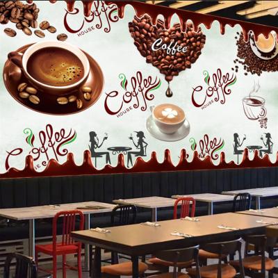 China Modern Hand Painted Restaurant Cafe Afternoon Tea Cafe Wallpaper KOMNNI Decor Cafe Industrial Mural for sale