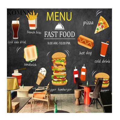 China Modern custom background modern custom western wall restaurant wallpaper snack bar snack bar KOMNNI burgers hamburgers fast food western wall for sale