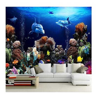 China KOMNNI 3D modern cartoon skin and stick wallpaper children's room wall decor submersible animal Nordic creative hand-painted mural TV for sale