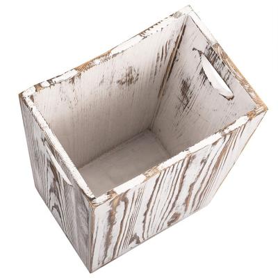 China Heute Vintage Pine Trash Bin Country Style Storage Bucket Rectangular Wooden Distressed Bucket Stored for sale