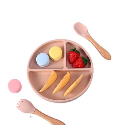 China PVC Heute New Baby Silicone Dish Free Infant Eat Training Grid Baby Bowl Anti-fall Tableware All-in-one Wholesale for sale