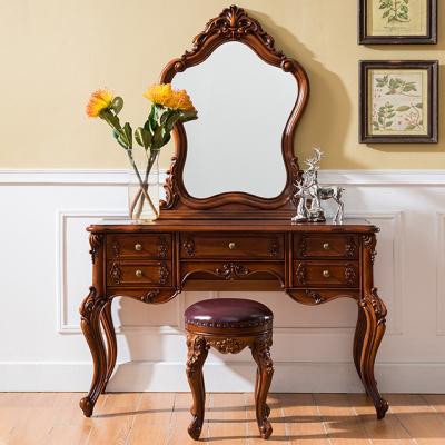 China Antique Storage Dresser Solid Wood Dressing Table With Mirror For Bedroom E318 for sale