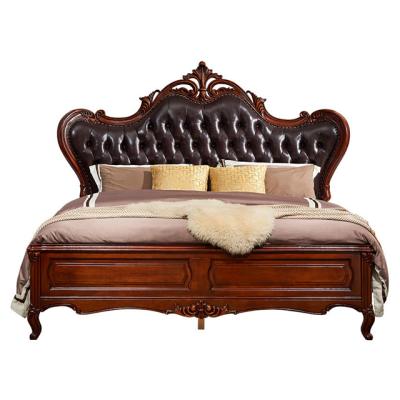 China Easy Assemble American Country Bed Bedroom Master Bedroom Solid Wood Leather Soft Backrest 1.8 Meters Princess Bed B418 for sale