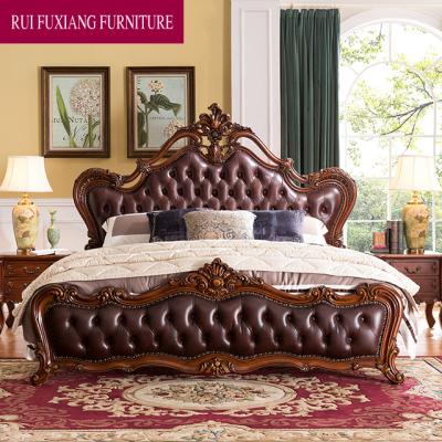 China European Solid Wood American Furniture Double Bed Leather Soft And Solid Wood-Carved Double Bed B318 1.8 Meters Leather Soft Princess Master Bedroom Bed for sale