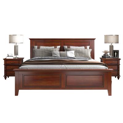 China Factory Ruifuxiang Wooden Double Outlet Durable American Simple Luxurious Style Wooden Bed For Bedroom Furniture B199 for sale