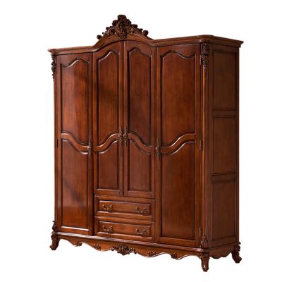 China Storage Antique Carved Solid Wood Wardrobe Closet Bedroom Furniture I318 for sale