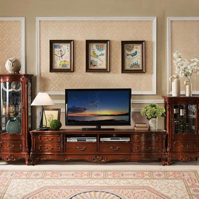 China American Classic Retro Carved Solid Wood Floor Cabinet TV Cabinet Living Room Furniture T997 for sale