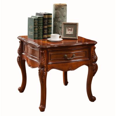 China American Antique Living Room Furniture Hand-carved Wooden Corner Table With Storage Drawer Q263 for sale