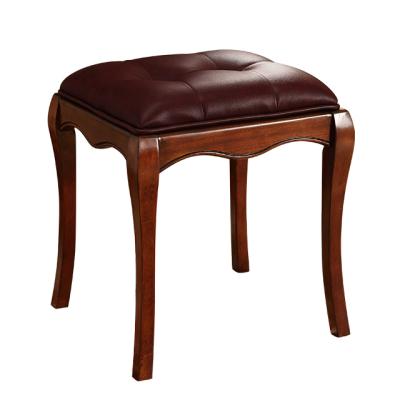 China Square Stools G-214 Wooden European Style Retro Stools Single Dressing Solid Wood Shoes Changing Stool for sale