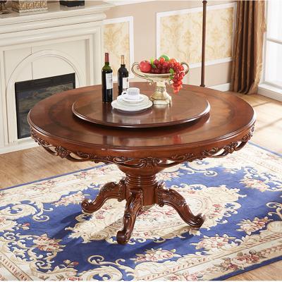 China Stengh load-bearing American classic style rotating round shape solid wood dining table for dining room furniture AA319 for sale