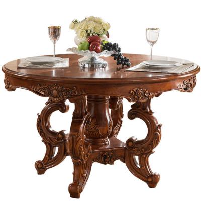 China Durable American classic style AA318 wooden round rotary dining table for sale