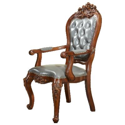 China Comfortable American Classic Home Furniture Style Dining Chairs Atique Leather Solid Wood Dining Chairs AB411 for sale